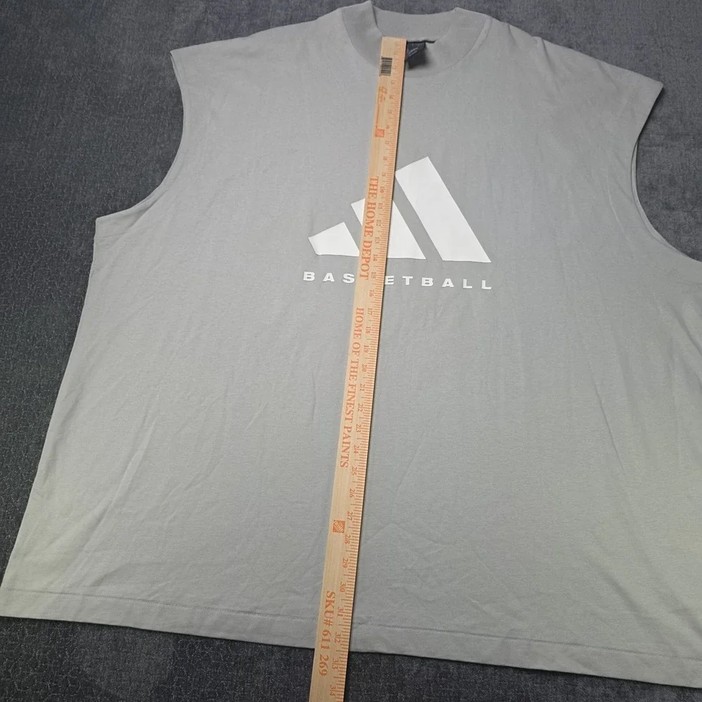 Adidas Basketball Sleeveless T Shirt Mens XL Metallic Gray Athletic Cutoff Top